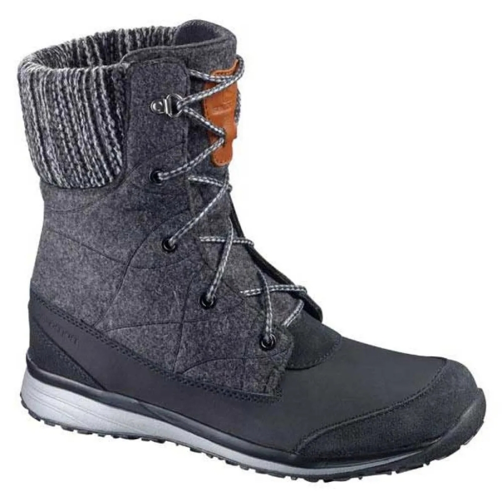 Salomon Wool & Suede Leather Grey/Black Waterproof Hime Mid Boots Size 6.5